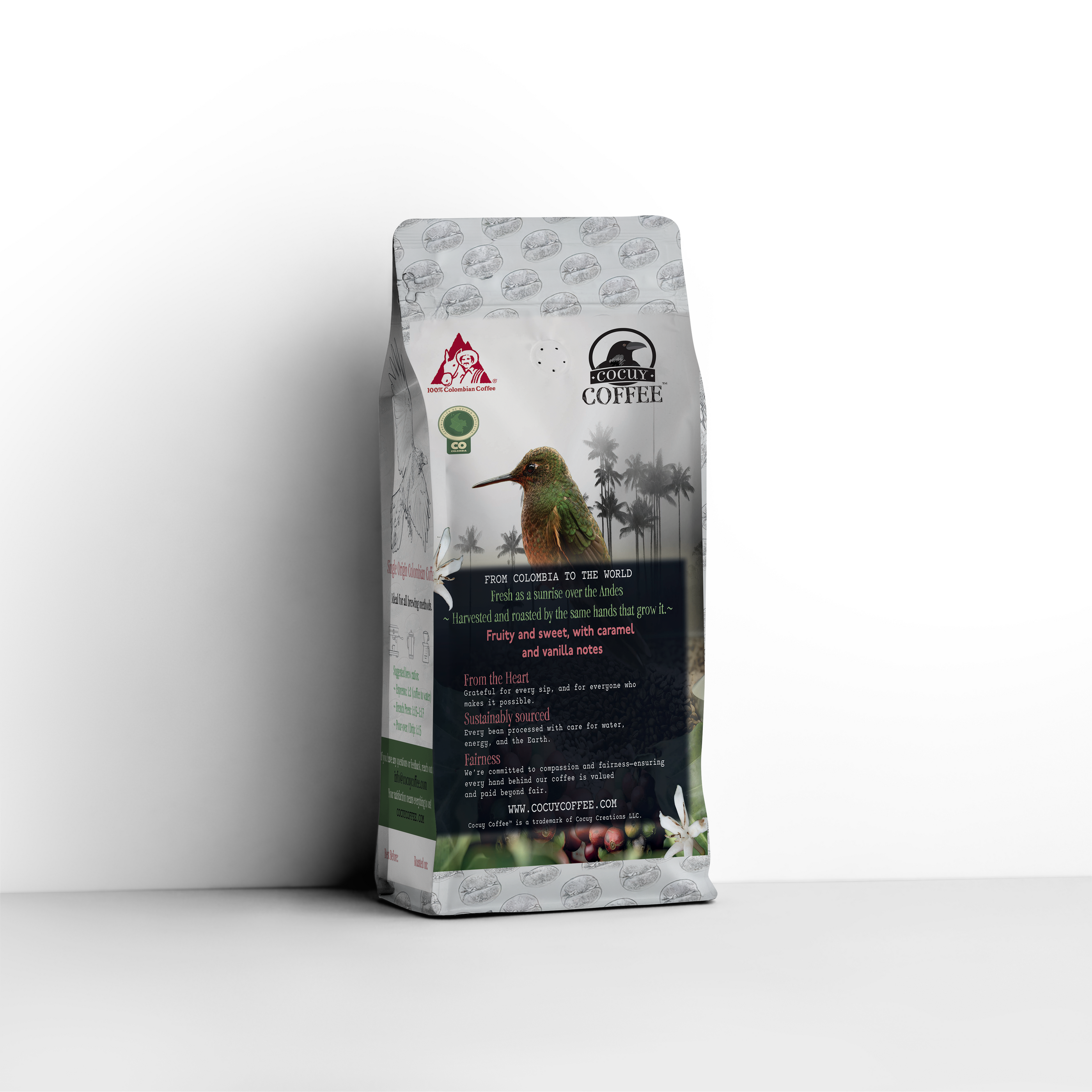Premium block-bottom bag with butterfly zipper and one-way valve for enhanced freshness protection